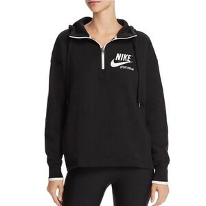 NIKE Women's Sportswear Archive 1/4 Zip Semi Crop Hooded Logo Sweatshirt Size XL
